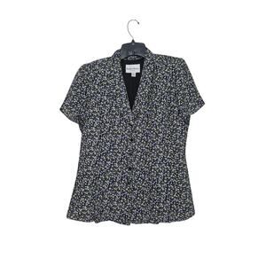 VTG Danny & Nicole Sz 12 Suit Jacket Floral Blazer Short Sleeve Button Front